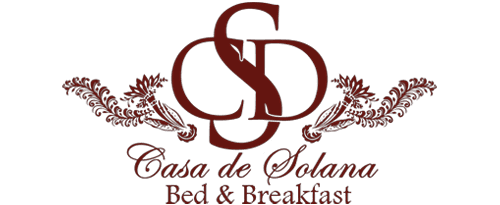 Logo for Casa de Solana Bed & Breakfast featuring ornate design elements.